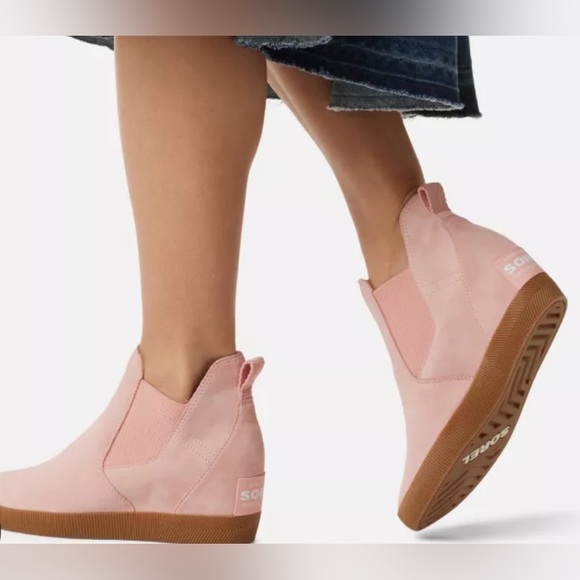 Sorel Out N About Slip-On Wedge Boots - Waterproof, Pink Suede Sz 9 - Picture 7 of 12